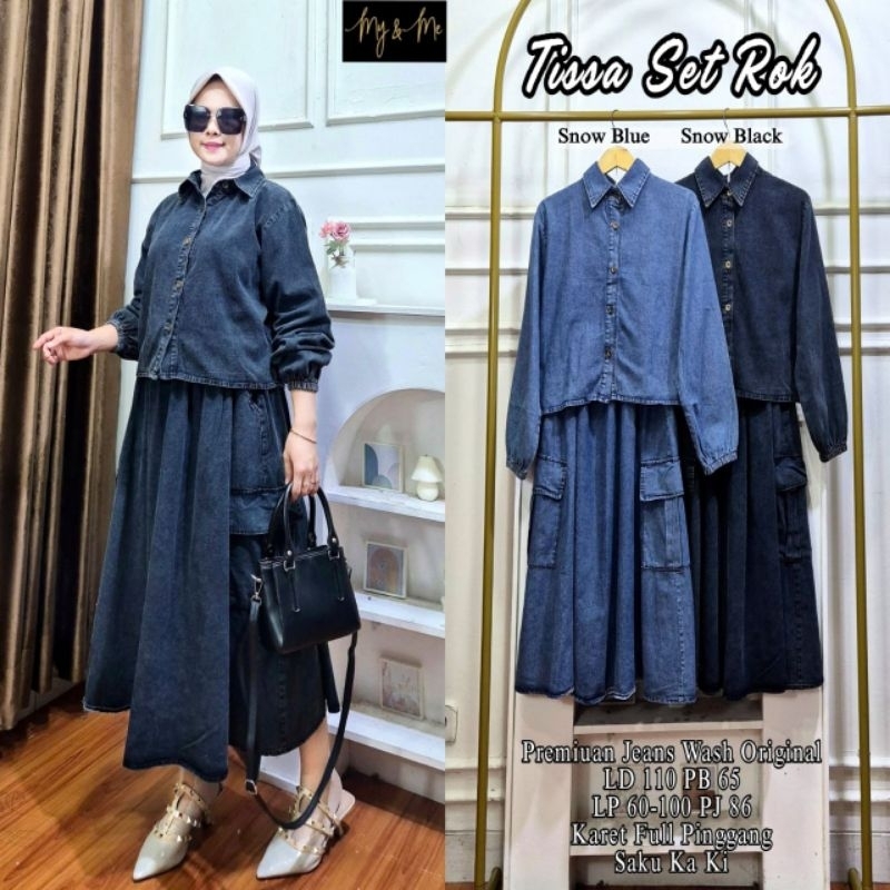 Setelan Rok Jeans Wanita Jumbo