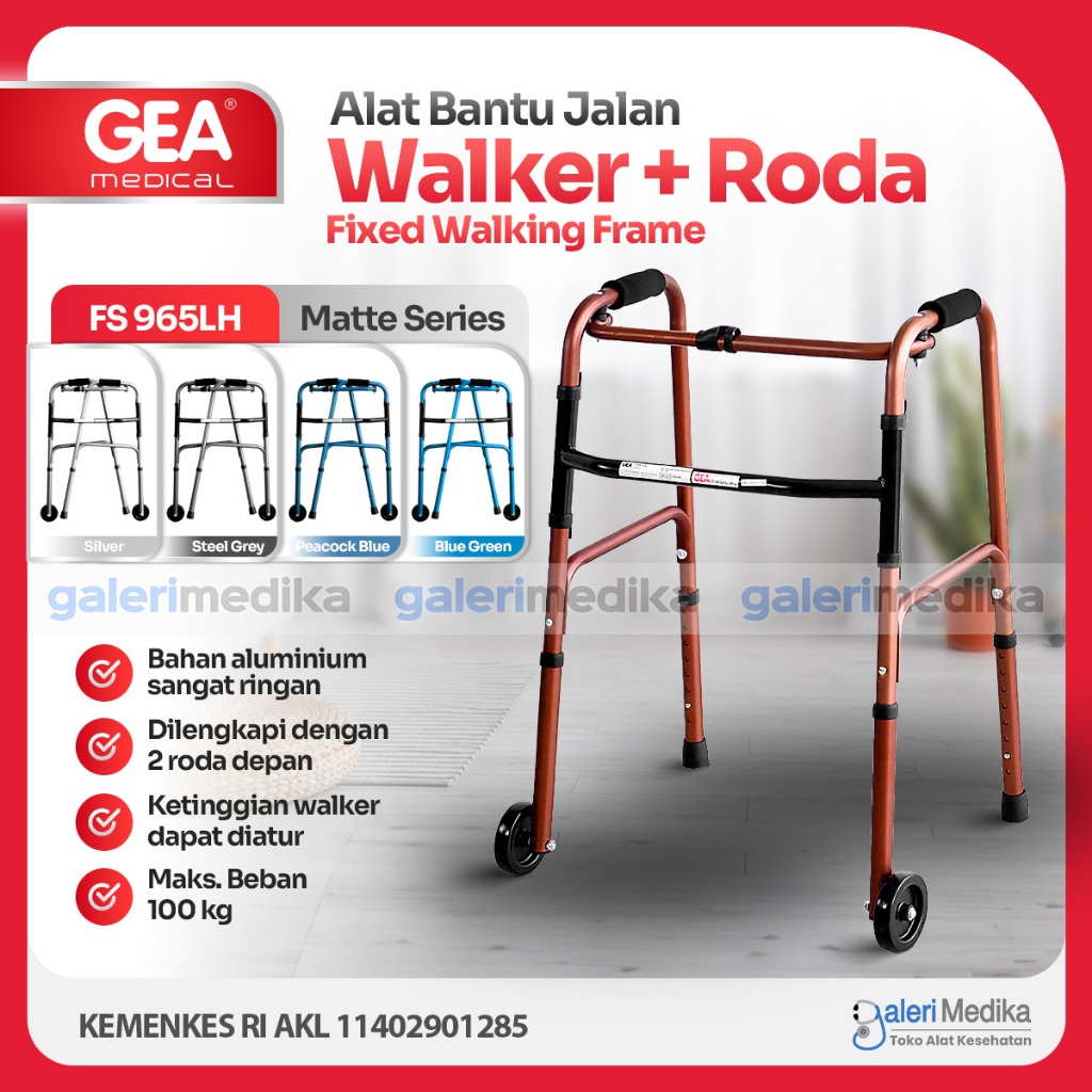 Walker Alat Bantu Jalan dengan Roda GEA FS912L / FS 912 L / FS-912L