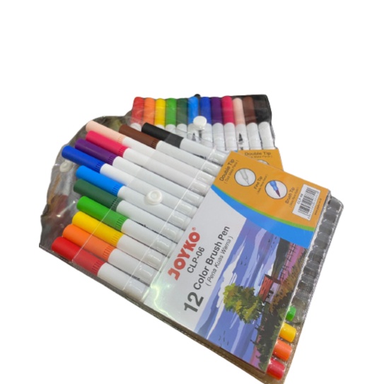 

KODE W22B Color Brush Pen Joyko CLP6 Pena Kuas 12 Warna