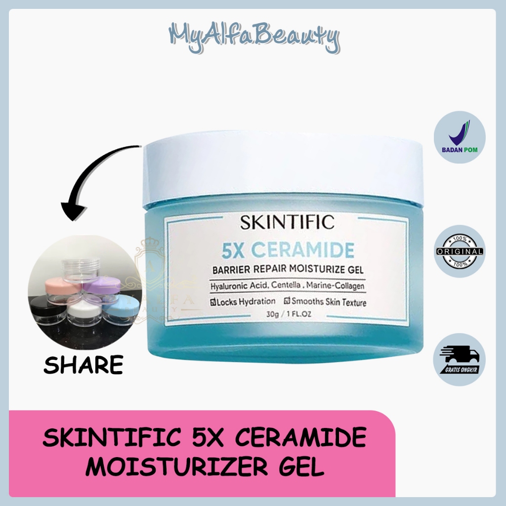 [Share In Jar] SKINTIFIC 5X CERAMIDE BARIER REPAIR MOISTURE GEL BPOM MSH Niacinamide Brightening Moi