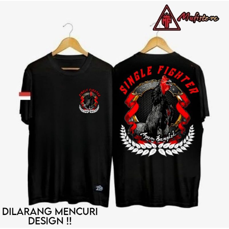 KAOS SINGLE FIGHTER INDONESIA AYAM BANGKOK MERAH PUTIH
