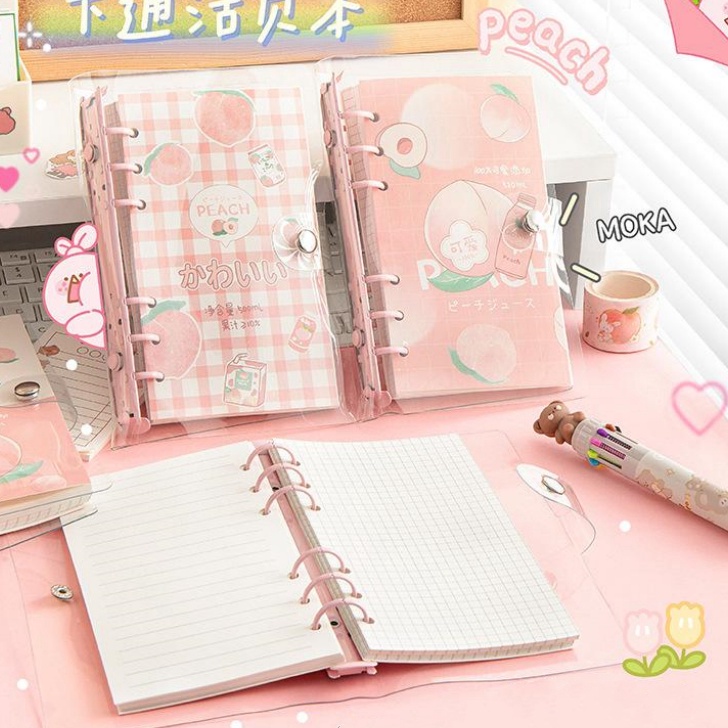 

KF7 Buku binder A6 1 lembar lucu Notebook PVC 6 ring Buku catatan isi ulang looseleaf tangan clear cover transparan Daily planner DIY scrapbook aesthetic Diary book journal Buku tulis an estetik Hadiah