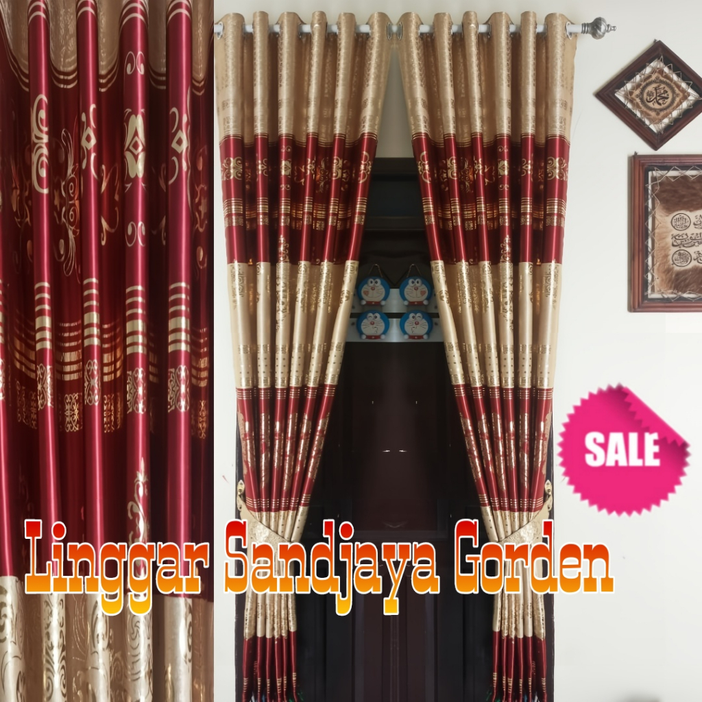 Gorden minimalis tirai pintu korden jendela korden tebal model smokring motif batik