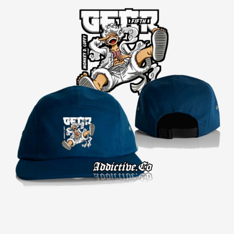 TOPI 5 PANEL ONE PIECE MONKEY D.LUFFY GEAR FIFTH - FIVE PANEL SNAPBACK HAT CAP - TOPI LIMA PANEL DIS
