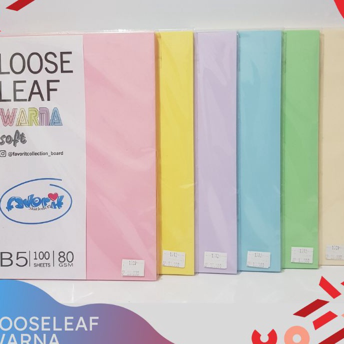 

Gila Loose Leaf B5 warna 5 Lembar Kes Binder B5 warnaRefill binder kes HVS warna soft 5 Lembar