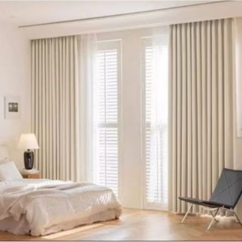 Gorden Blackout Doff Polos,12,Gelembung Hordeng Jendela Panjang Pembatas Ruang Tamu