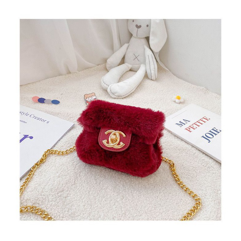 IMPORT Girl Chanel Sling Bag White Tas Pesta Tali Clutch Anak Imlek Merah