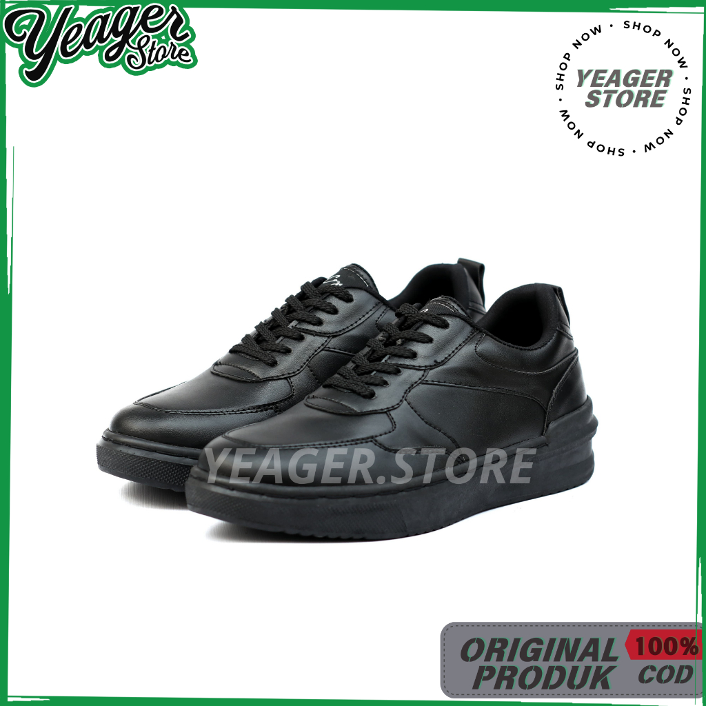 YEAGER - Lucks Full Black Series - Sepatu Sneakers Pria Casual Formal