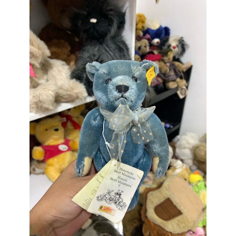Vintage 1908 Historic Miniature Series STEIFF TEDDY BEAR 6" Jointed Blue Mohair