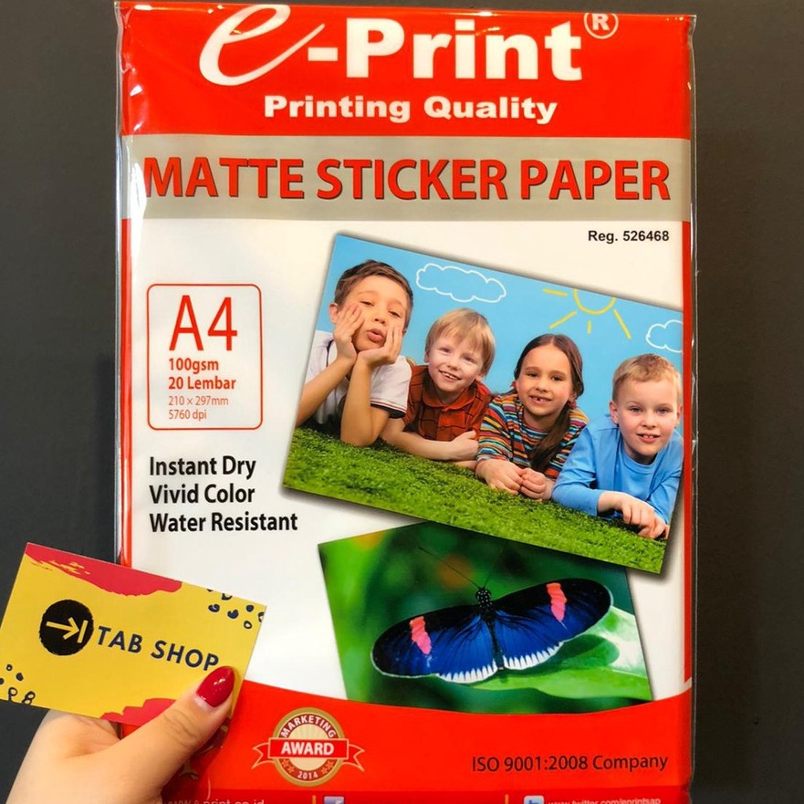 

KP8 TAB SHOP EPRINT KES STIKER DOFF A4 1 GSM EPRINT MATTE STICKER PAPER A4 1 GSM 2 SHEETS