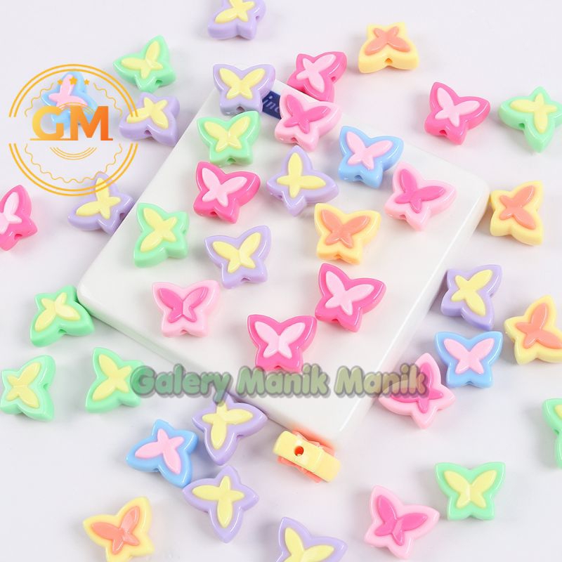 [ 7 Pcs ] Manik Pastel Premium Butterfly Manik Mote Kupu kupu Beads Premium import