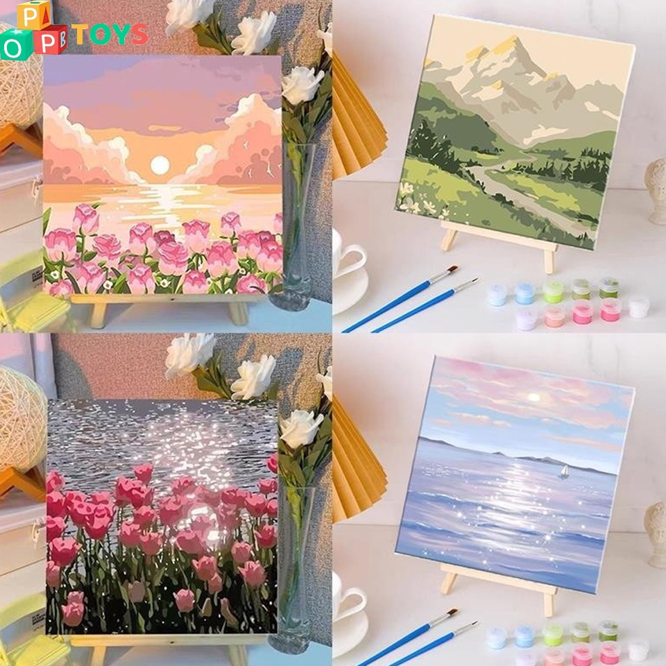

Super Promosi POPTOYS DIY 2x2cm Paint Kit Digital Painting Kit Kanvas Painting Dengan Kayu Frame Wall Decoration