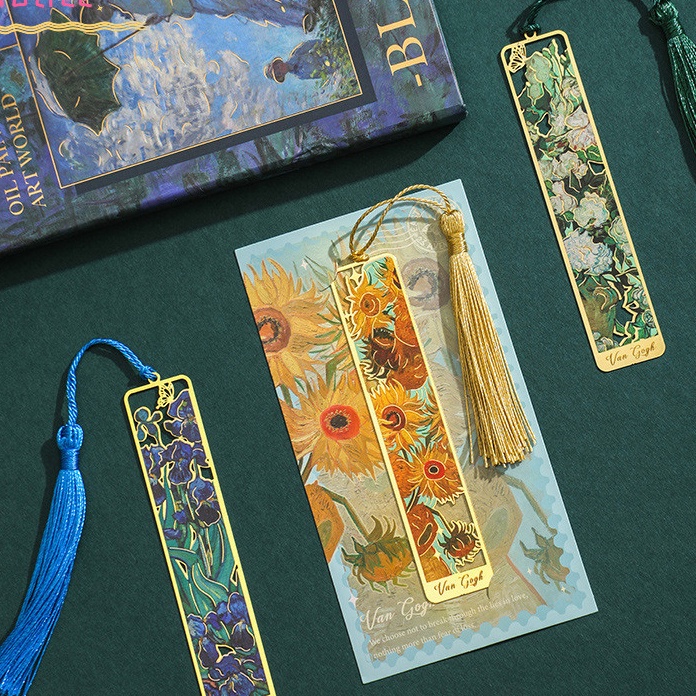 

Kilat CODPenanda Lukisan Terkenal Retro Kreatif Penanda Buku Tangan Logam Klip Buku Baca