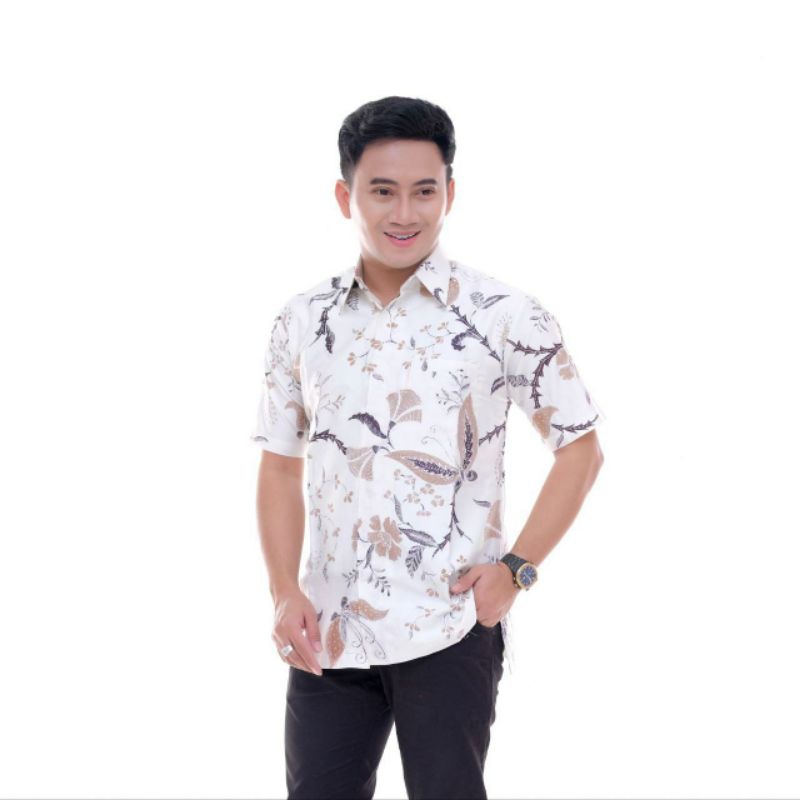 Baju batik pria kemeja lengan pendek batik tulis bahan katun