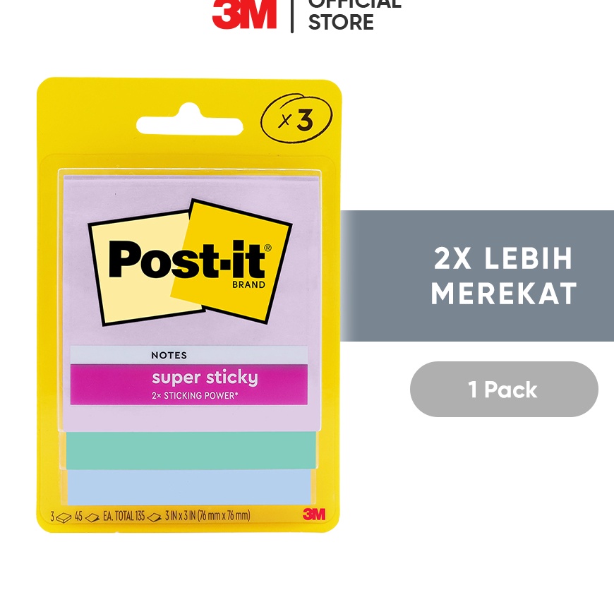 

FG2 3M Postit Sticky Notes Memo Tempel 33213SSJP 2x merekat 1 pak 76x76 mm Untuk penanda dan pengingat