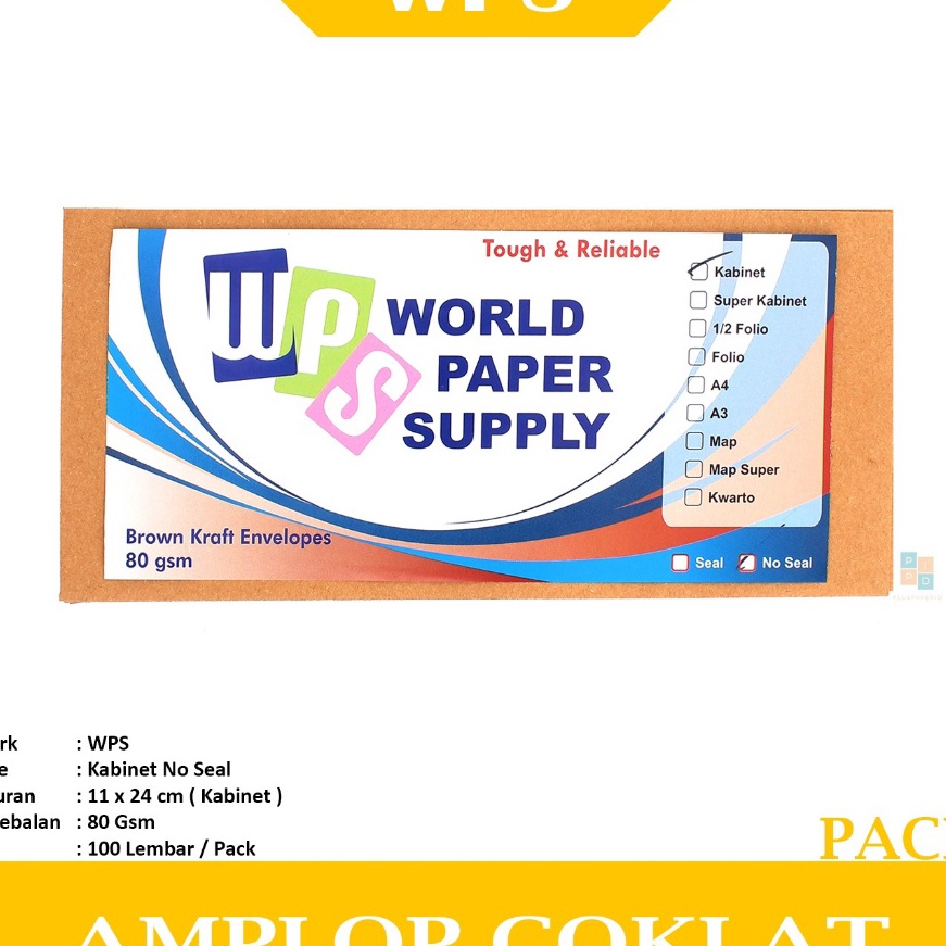 

KF7 WPS Amplop Coklat Ukuran Kabinet 11 x 24 cm No Seal Pack