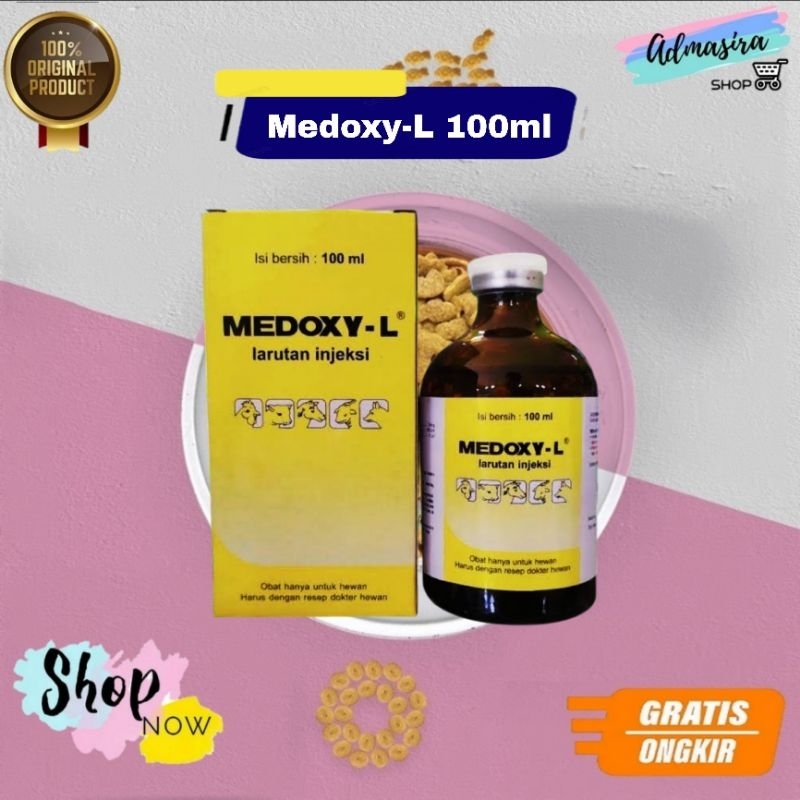 MEDOXY L 100ML Medion Obat Injeksi Antibiotik Sapi Kambing Unggas OTC CRD Korisa Snot Kolera Ayam Ba
