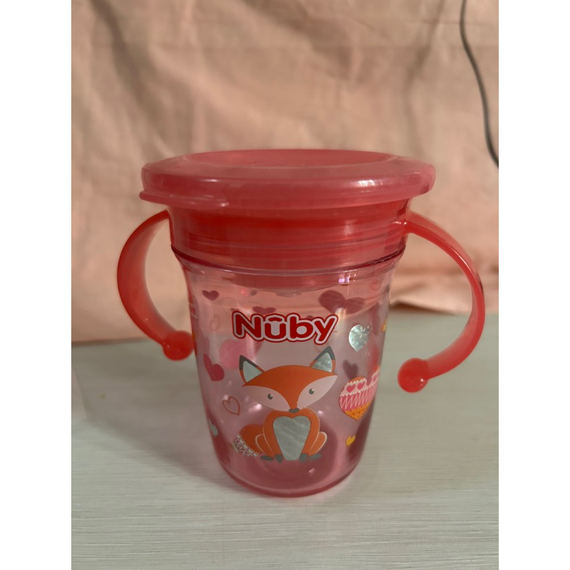PRELOVED | NUBY 240 ml Wonder Cup Tritan Glitter Pink Fox Botol