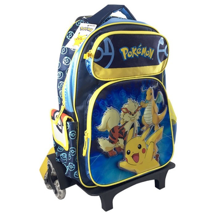 Pokemon Tas Ransel Troli Anak Sekolah Roda 3 Bisa lepas pasang Original