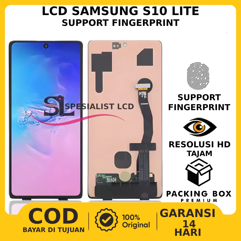 LCD TOUCHSCREEN SAMSUNG S10 LITE SUPPORT FINGERPRINT ORIGINAL GARANSI FREE LEM