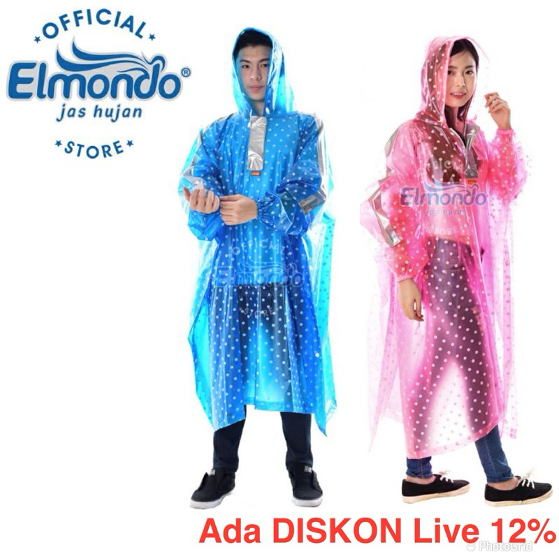 Jas Hujan Ponco Lengan Polkadot ELMONDO 713 Poncho SPIN Master Keren Pria Wanita