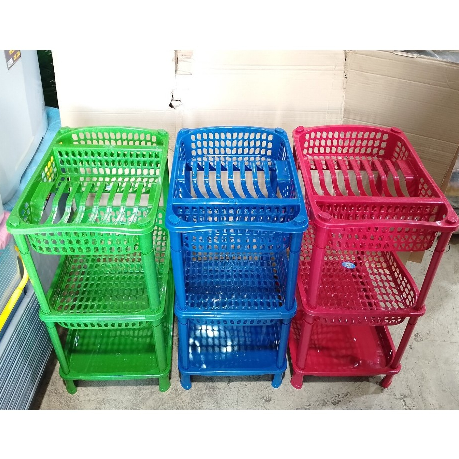Rak Piring + Nampan Susun 3 / Rak Plastik Susun 3 / Rak piring plastik 3 susun ADA VARIAN WARNA