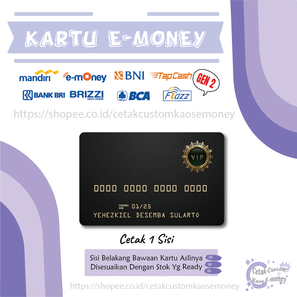 KARTU EMONEY ETOLL KARTU CARD VIP BLACK CREDIT CARD EMONEY MANDIRI FLAZZ BCA BNI TAPCASH BRIZZI BRI