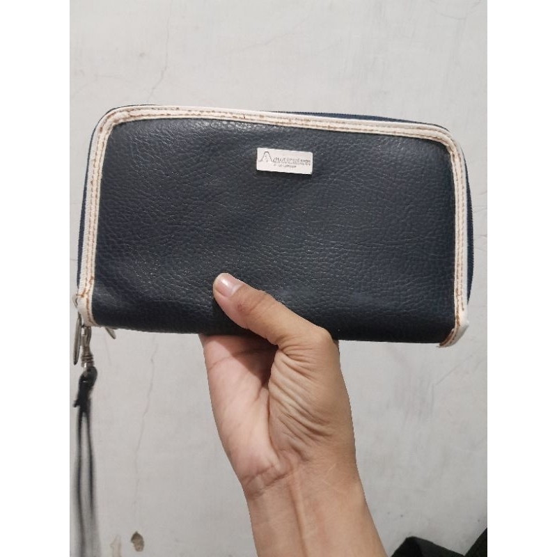 dompet AQUASCUTUM kulit asli bagian luarnya Preloved tas second monza bag