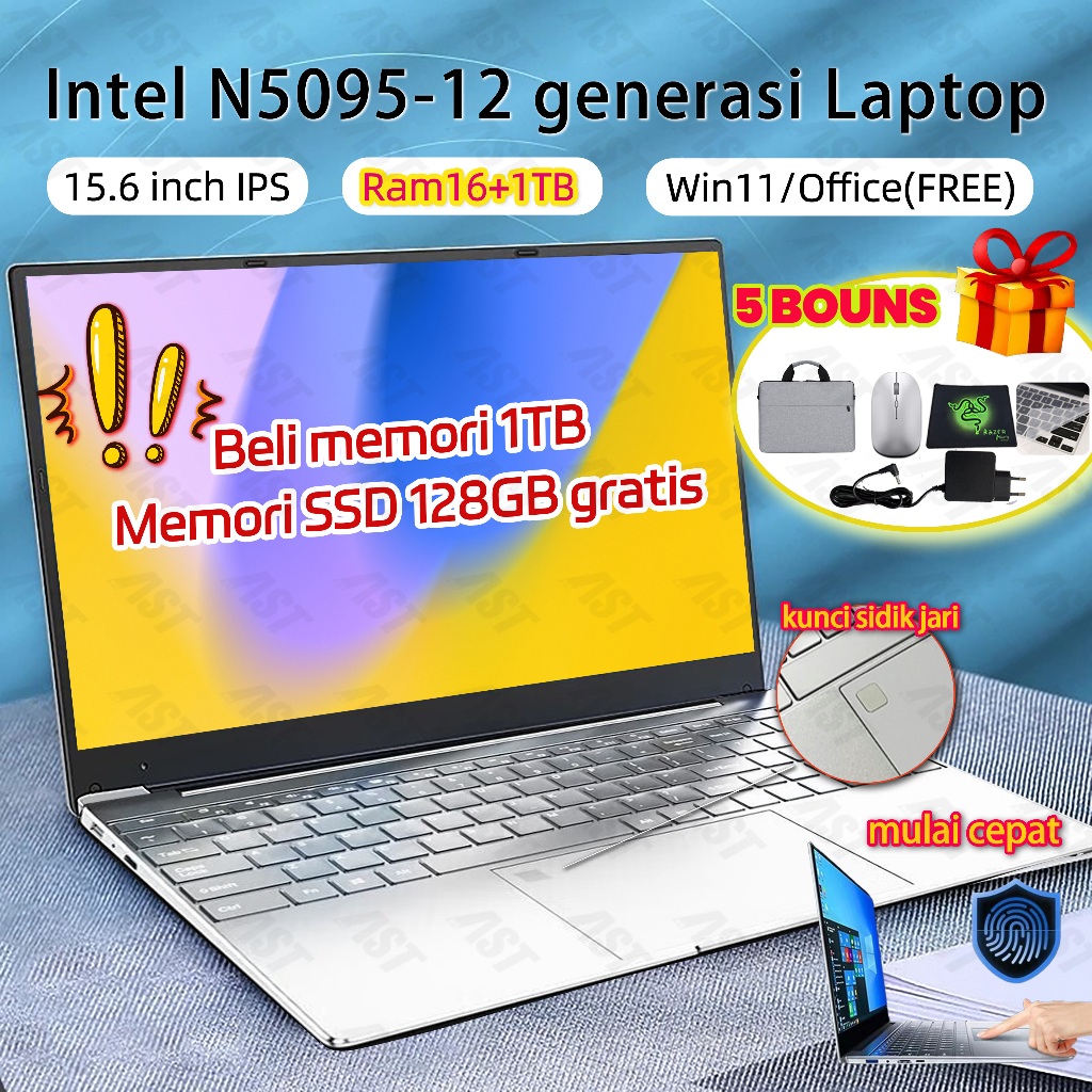 [1TB] AST laptop 4 jutaan original 100% baru gaming 15.6" Slim Intel N5095 RAM20G+512GB Win11+Office