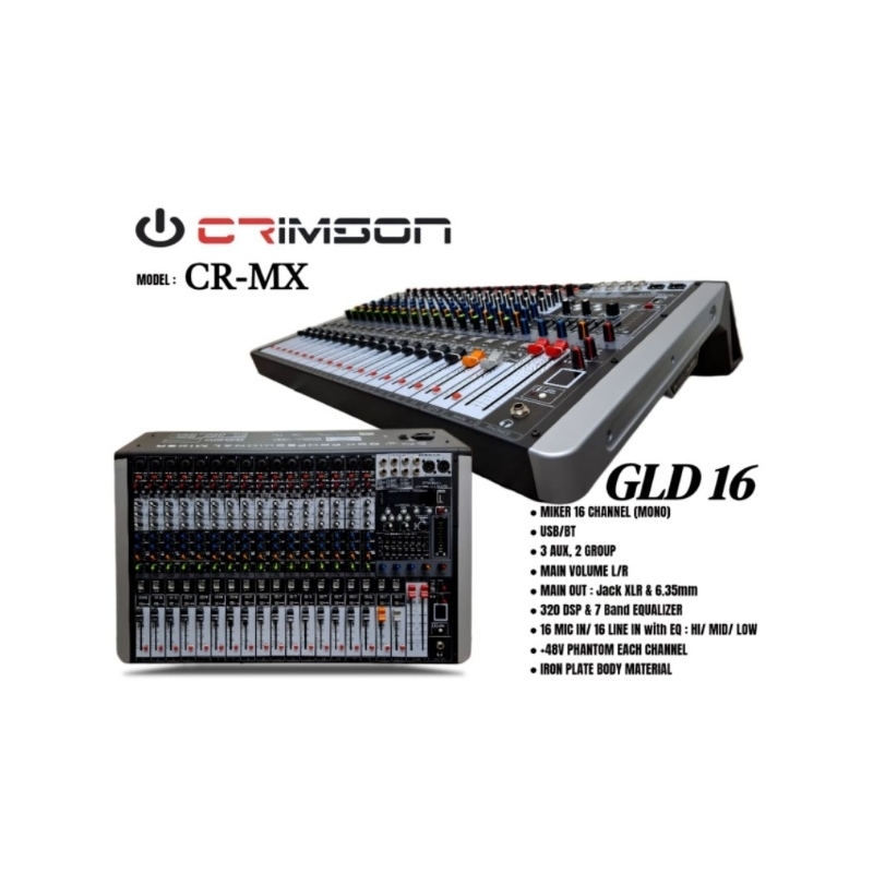 Mixer Audio 16 Channel Mixer CRIMSON GLD16 Bluetooth Usb