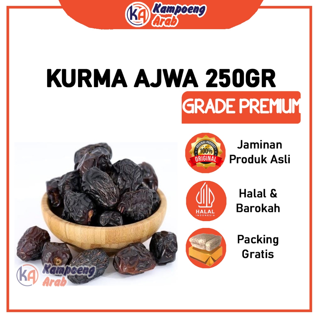 

Kurma Ajwa Nabi Premium 250gr Asli Madinah Berkhasiat Suplemen Kesehatan Terlaris Oleh-oleh Haji