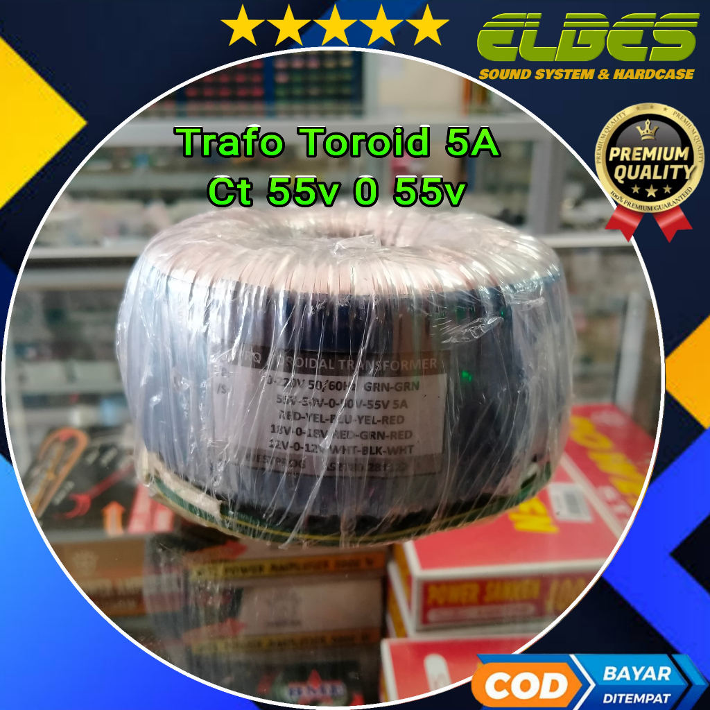Trafo toroid 5A CT50-55v murni donat