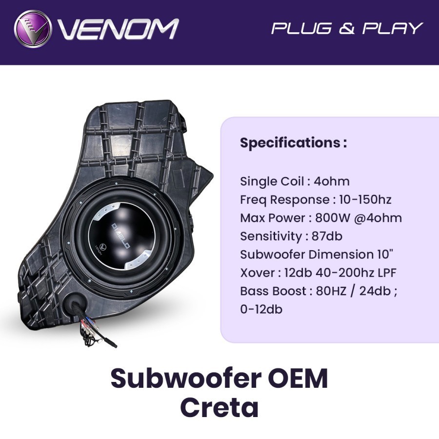 Subwoofer Aktif Venom Subwoofer Mobil Diablo Creta OEM Looks Plug and Play