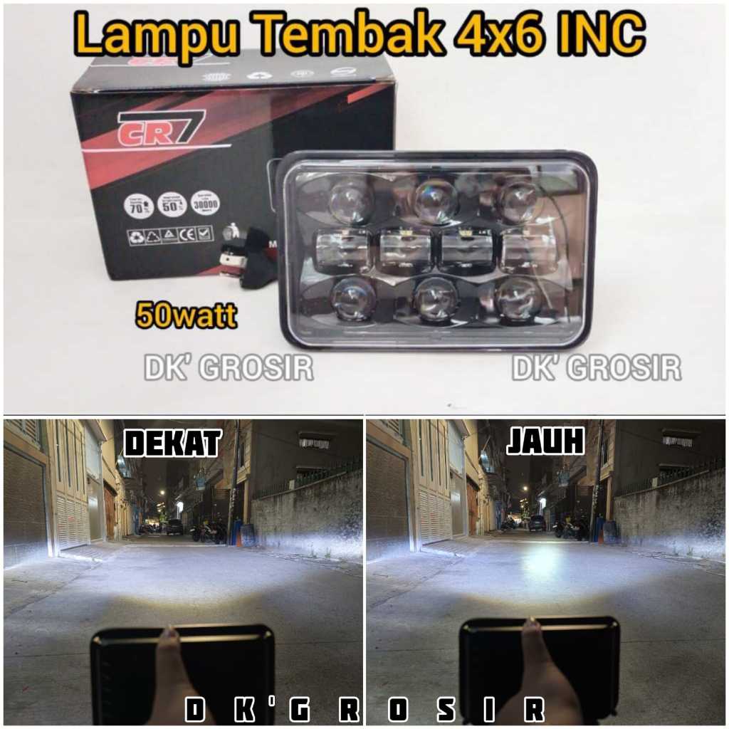 Terbaru Lampu tembak 1O mata LED  4X6 INC jauh dekat putih 50watt original CR7 [ C-938A ]