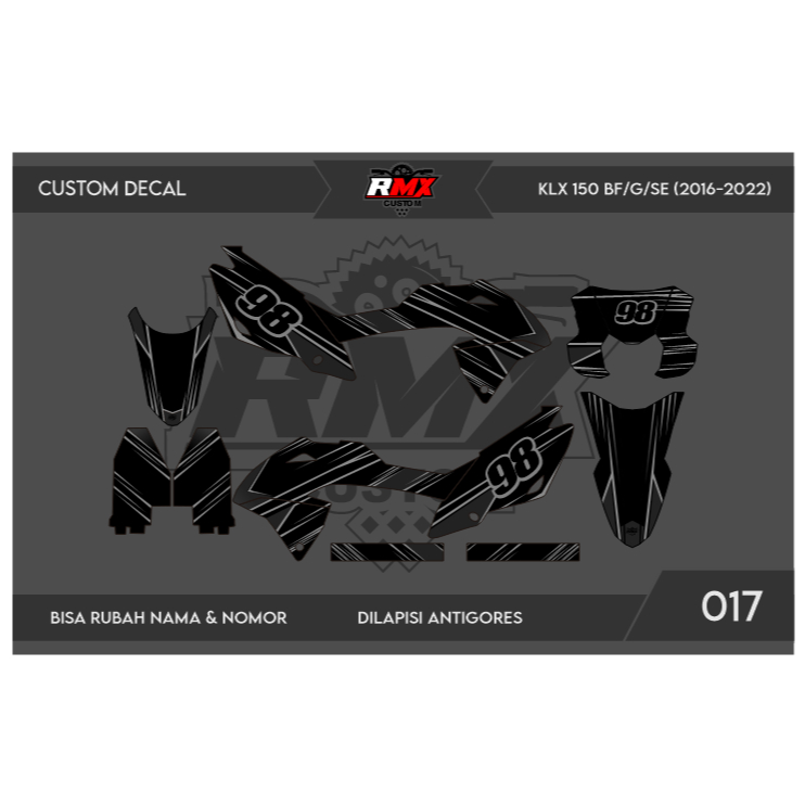 DECAL STICKER KLX BF (017) DEKAL STIKER KLX 150 G/SE/EXTREME/NEW FULLBODY 2016 2017 2018 2019 2020 2