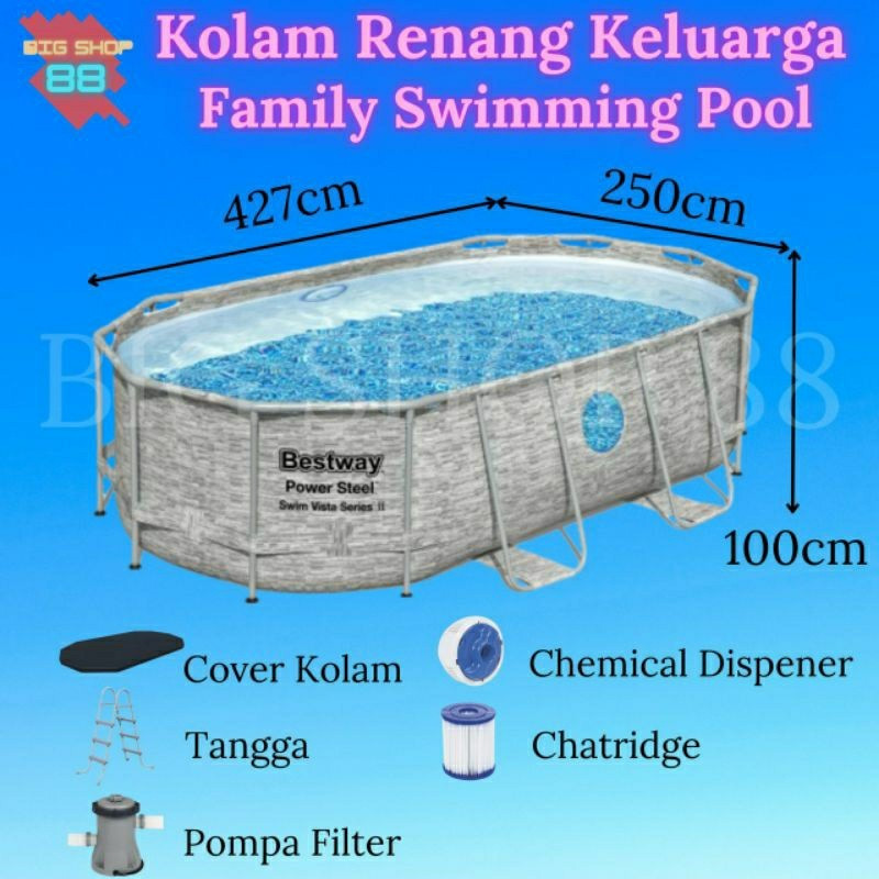 BESTWAY KOLAM RENANG PORTABLE PORTABEL PRISM FRAME  POOL 4M 4METER 4 METER