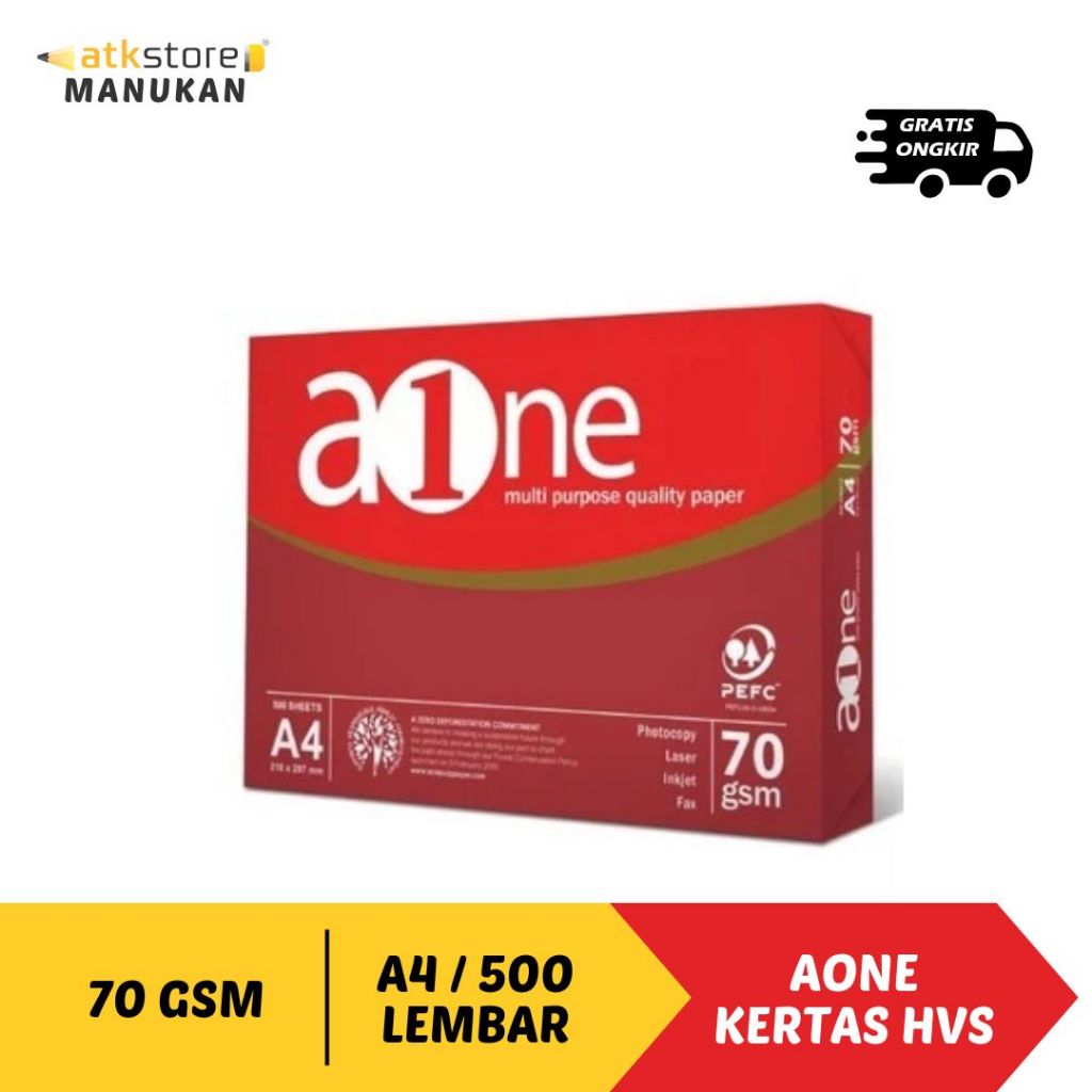 

Kertas HVS AONE A4 70 GSM 1 RIM - Kertas HVS / Fotocopy