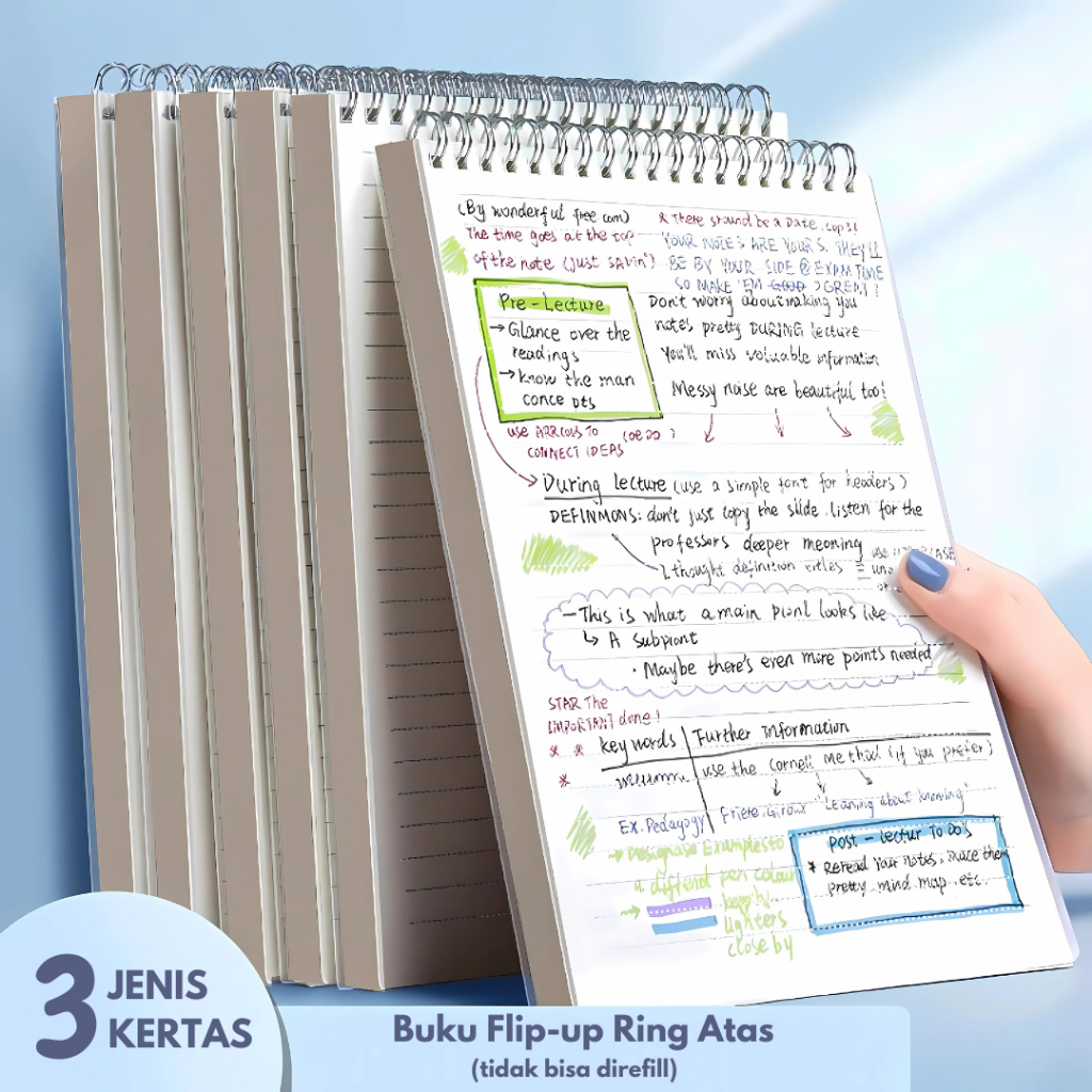 

[Day7.id] Buku Flip Up Ring Atas Simple Bagus Cover Transparan Notebook buku Sekolah