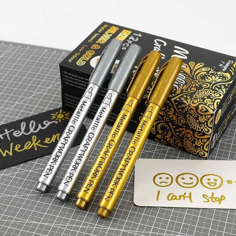 

Spidol Metalik Baoke Emas Perak Putih | Metallic Pen Gold Silver | Marker Permanent Ban Motor Mobil