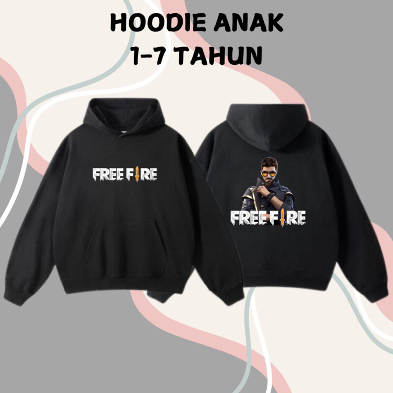 Jaket Hoodie Jumper Anak-Anak Hodie FF anak Hoodie Free Fire Garena Sweater Hoodie Anak Usia 1-8 Tah
