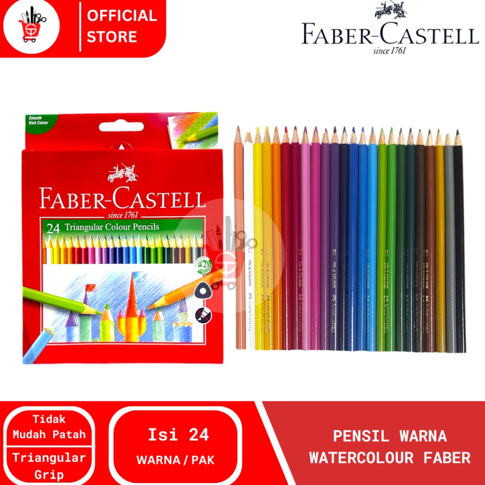 

KODE I85D Color Pencil Pensil Warna FaberCastell Triangular 24 Warna 115855 1 PCS