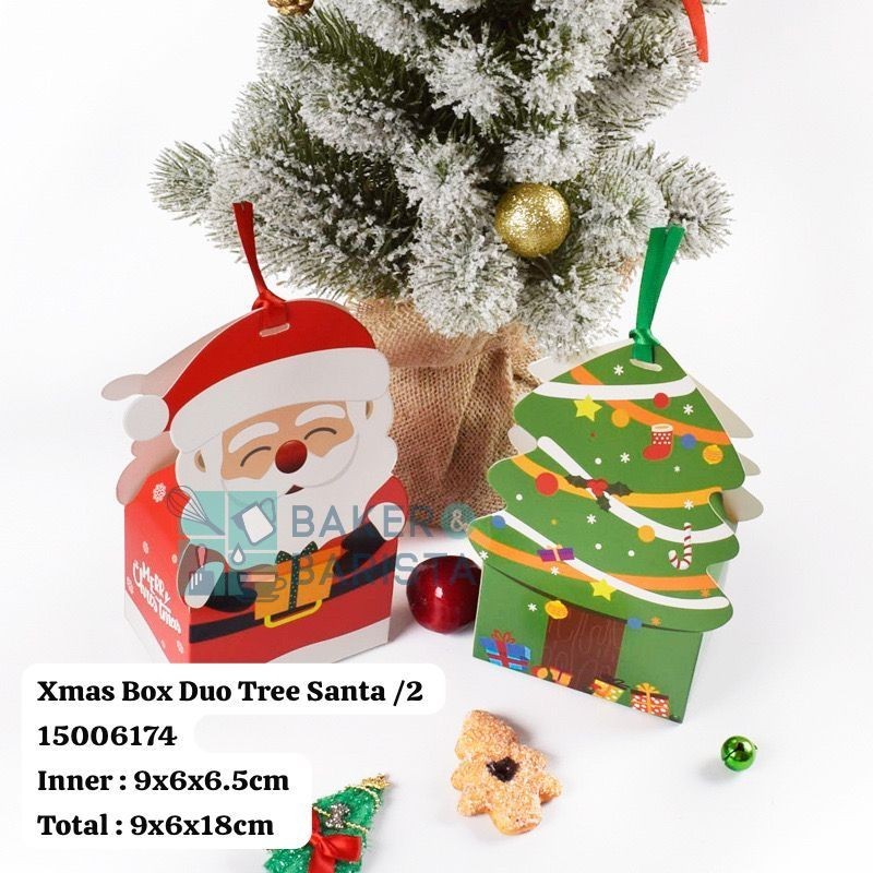 

Xmas Box Duo Tree Santa/2pcs box toples kue kering hampers kue natal Christmas