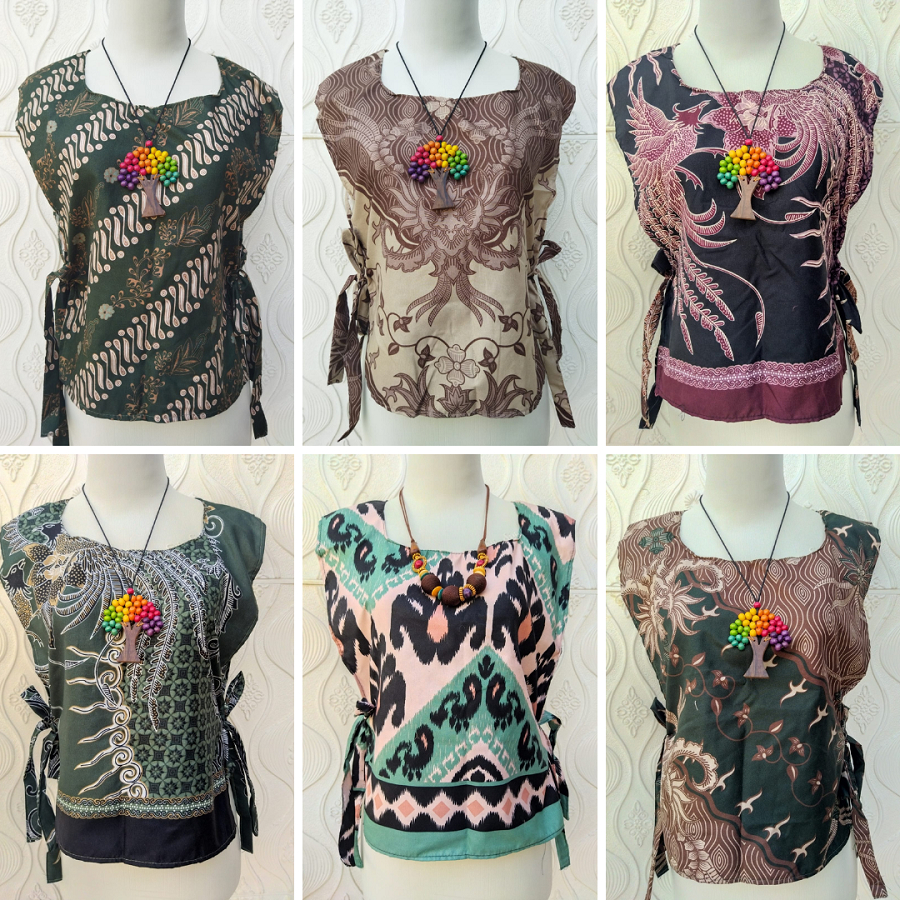 Outer Batik Kondangan Wanita Kekinian Vest Batik Modern Outer Kantor Wanita Rompi Batik Wanita Dewas