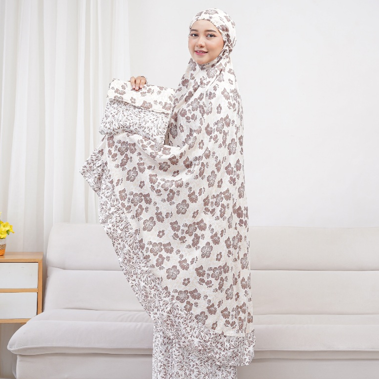 Mukena Dewasa Bunga Ukuran Jumbo Bahan Rayon Bali Adem Nyaman Mewah Motif Terbaru