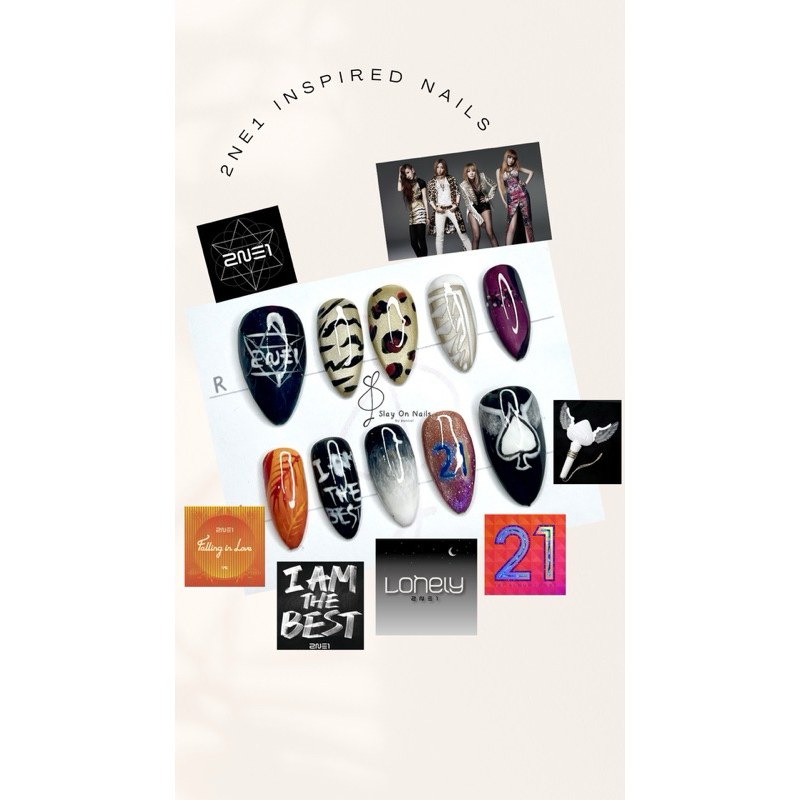 2NE1 INSPIRED PRESS ON NAILS | KUKU PALSU 2NE1 | CL SANDARA PARK BOM MINZY BLACKJACK I AM THE BEST L