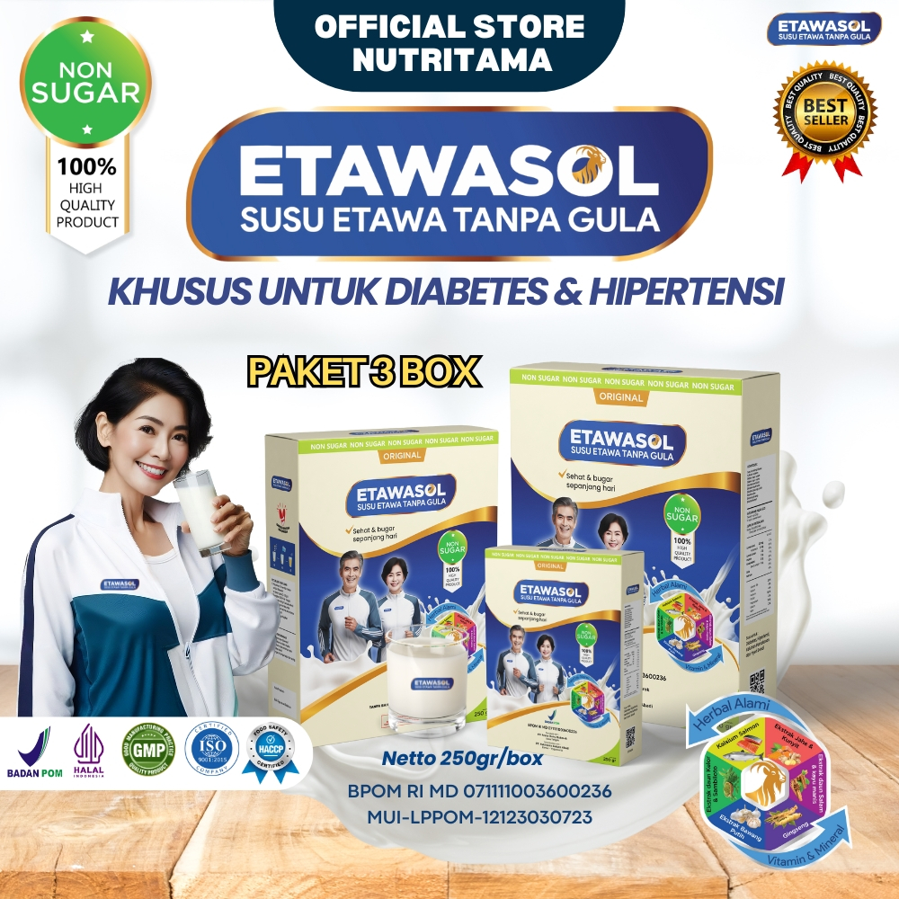 

Etawasol Susu Kambing Bebas Gula Anti Diabetes, Hipertensi, Nyeri Sendi dan Pernafasan - Paket 3 Box