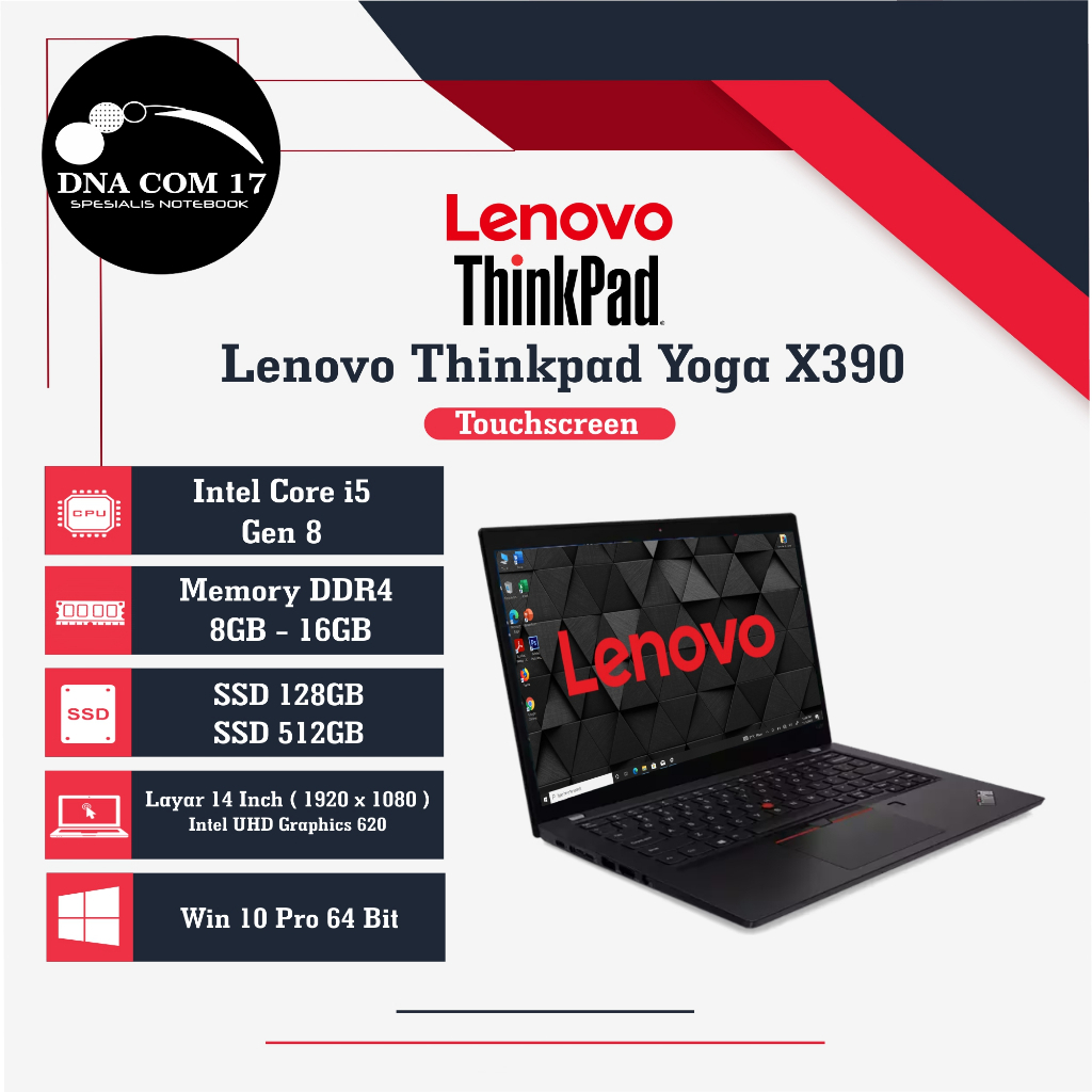 Lenovo Thinkpad  X13 / X390 Yoga 2in1 i5 / i7 Gen 8 / 10 Murah, Berkualitas dan Bergaransi