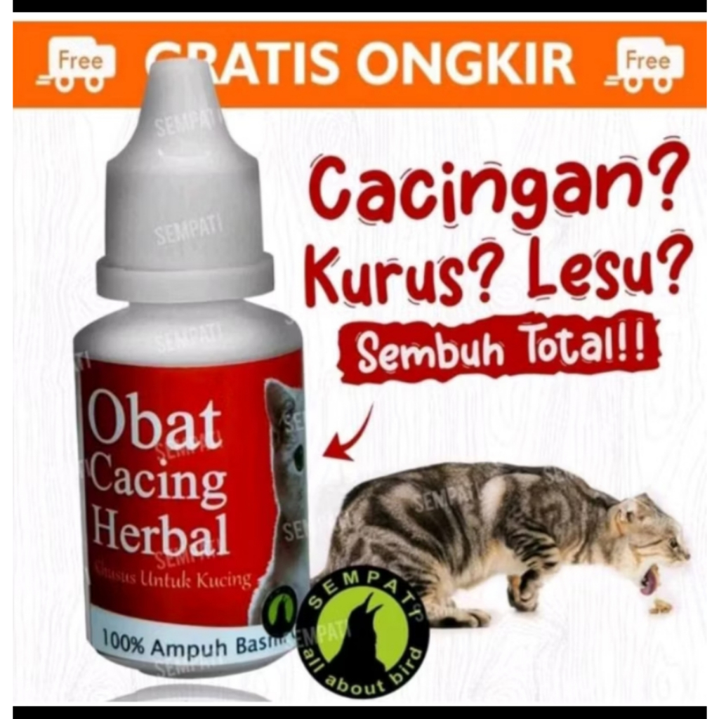 OBAT CACING HERBAL SEMPATI obat cacing kucing kurus lemes  anti infeksi