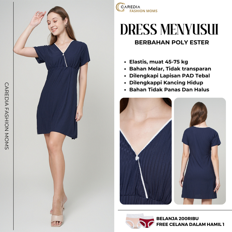 CAREDIA - Daster Baju Ibu Menyusui Daster Busui Kekinian | Baju Menyusui Bukaan Kancing | Daster Bus