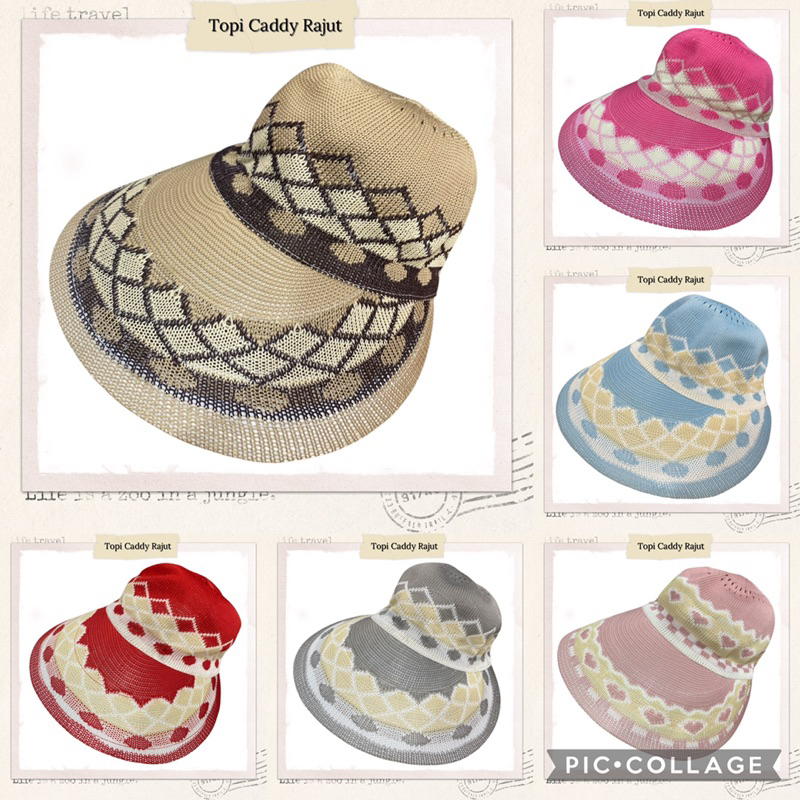 Topi Caddy Rajut - Topi pantai rajut - topi visor rajut